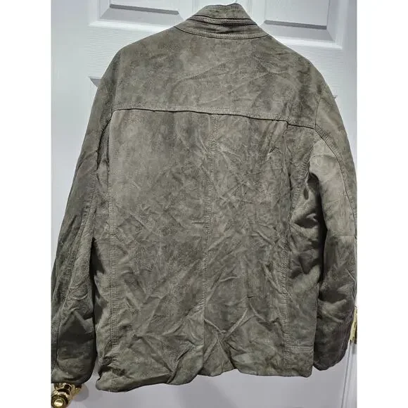 Dacute Leather Men's Biker Green Gray Jacket Size XL Made in Italy Bomber - Picture 6 of 10